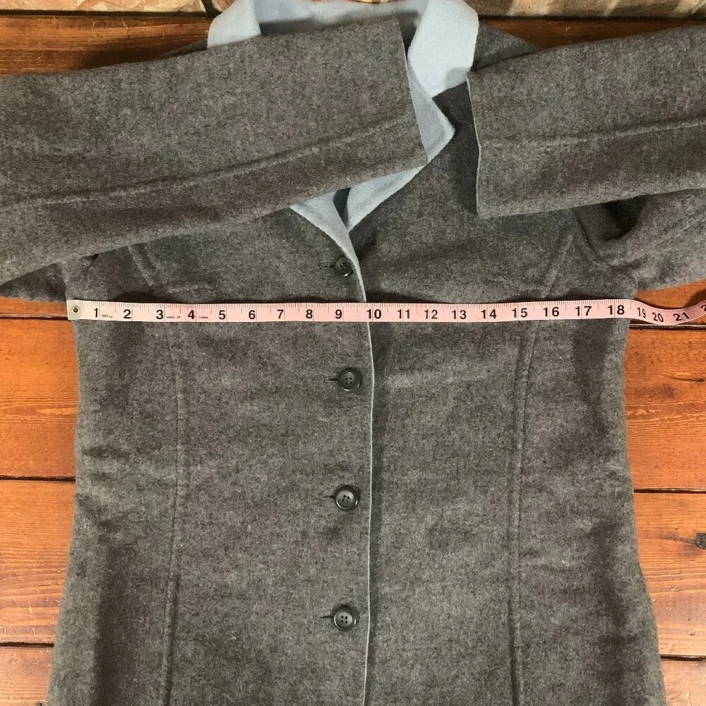 Pendleton Gray Light Blue Reversible Women's Small Button Down Cardigan EUC